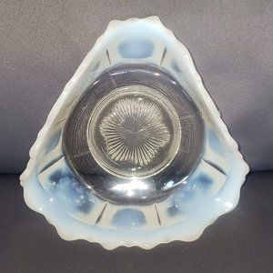 Vintage Clear Opalescent Triangular Candy Dish